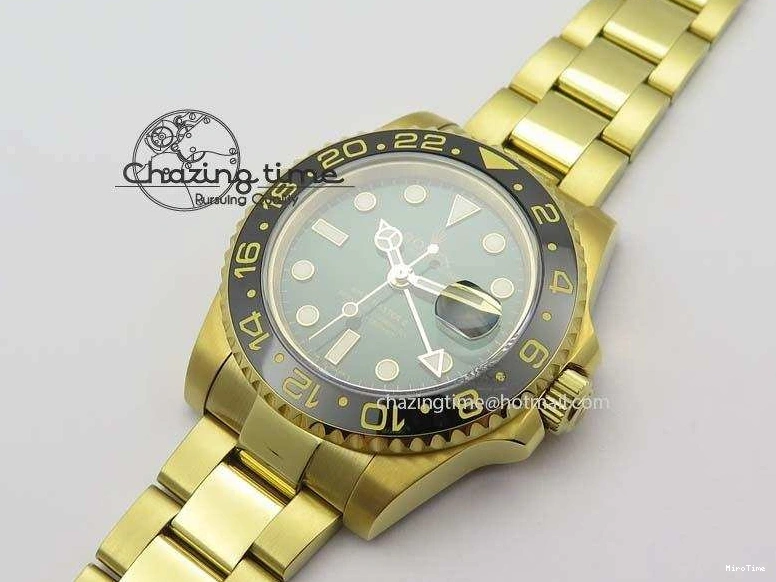 MiroTime 0216 SportInspired GMT-Master II 116718LN YG Bp-Maker Green Dial Ceramic Bezel On YG Bracelet A 3777